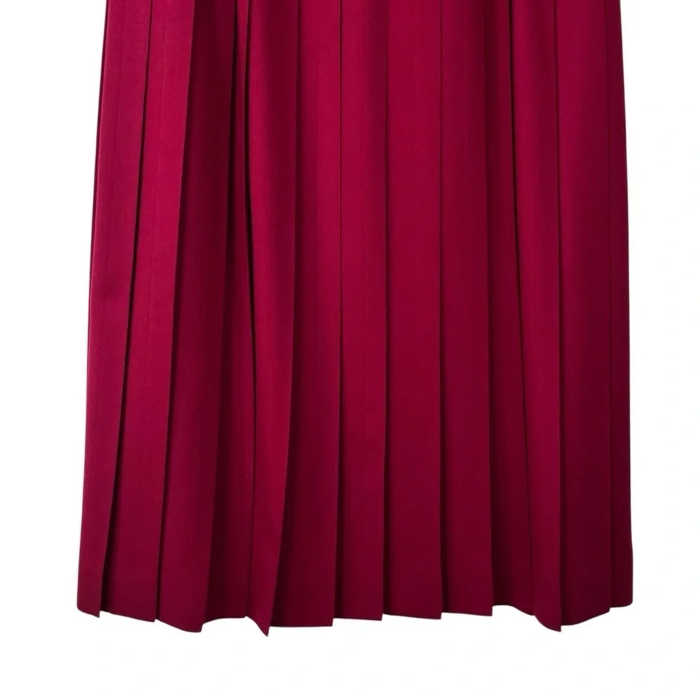 Vintage Talbots 100% Wool Pleated Midi Skirt Cranberry – Size 4L Made in USA